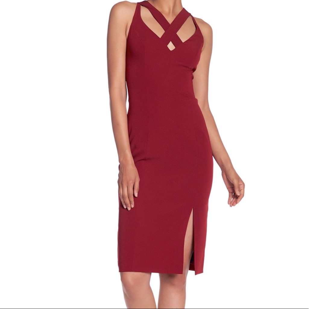 Brand New Sexy Laundry By Shelli Segal Criss Cross Bodycon Sheath Dress Sz 8